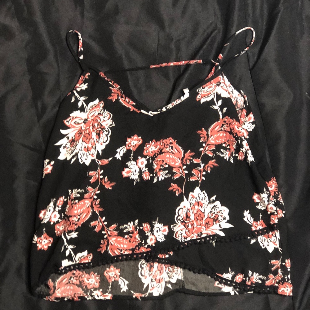 Floral tank top crop top  with open back